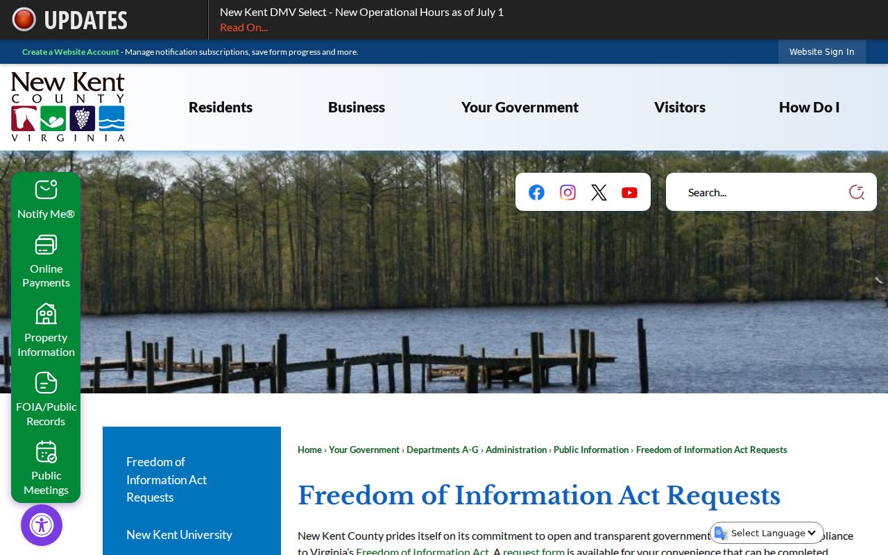 New Kent County arrest report FOIA request information