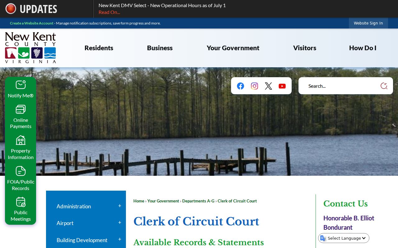 New Kent County criminal judgment copy information from the Circuit Court Clerk