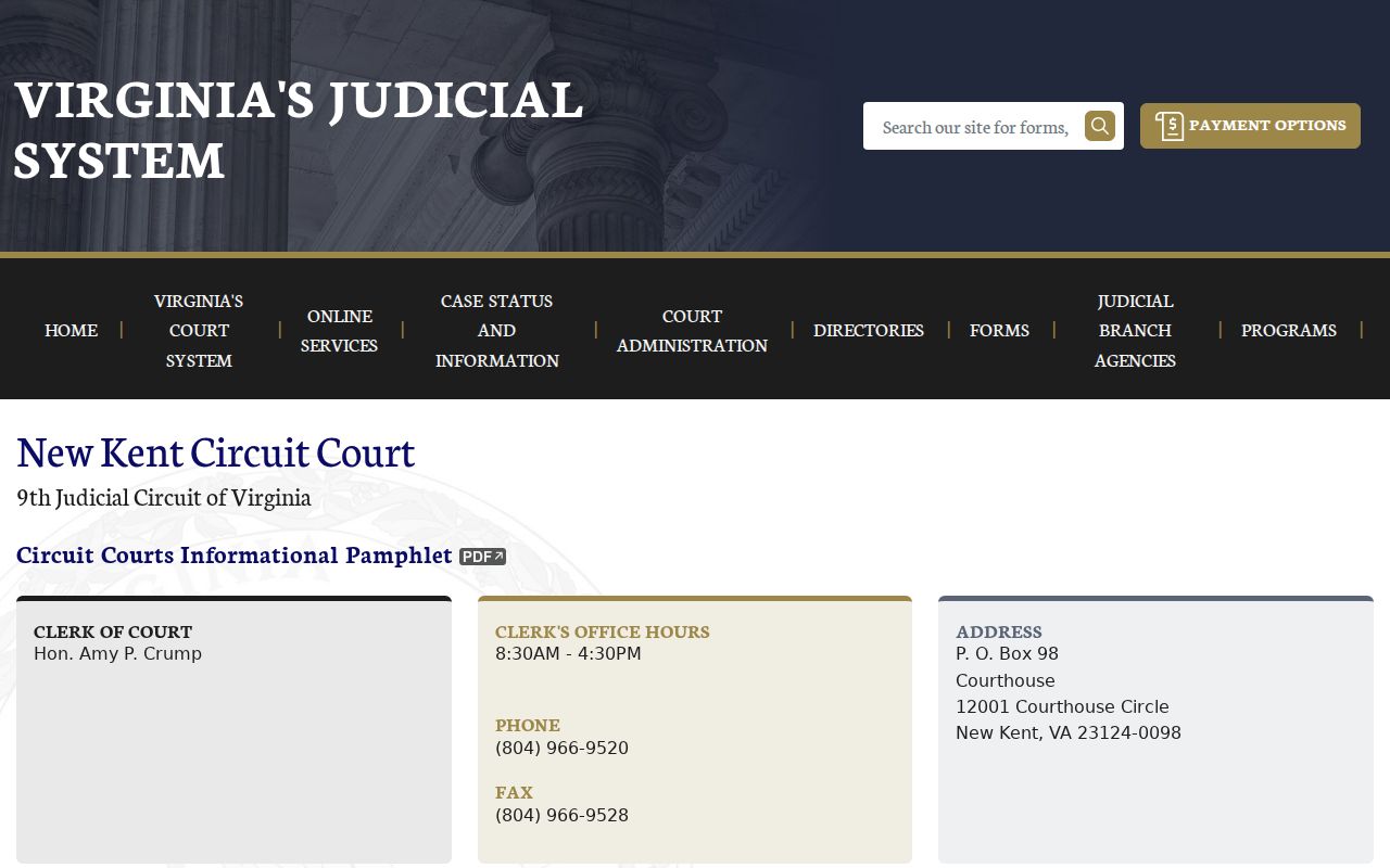 New Kent County criminal court cases on the Circuit Court page
