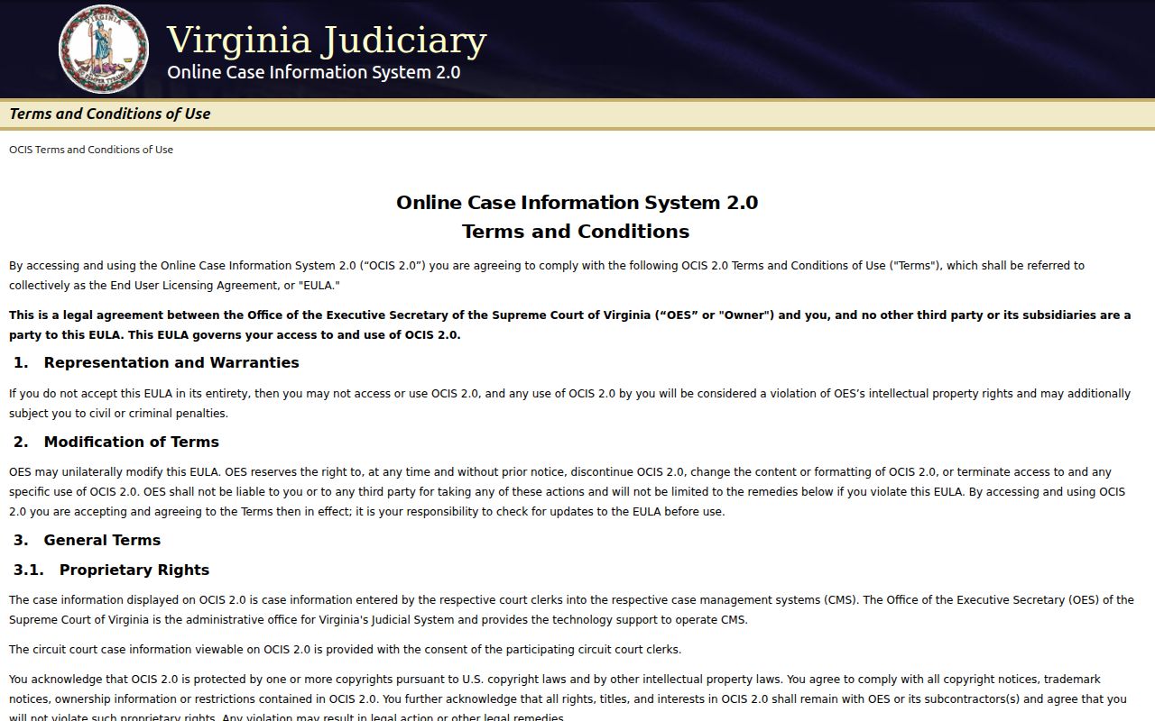 New Kent County criminal case search through OCIS 2.0