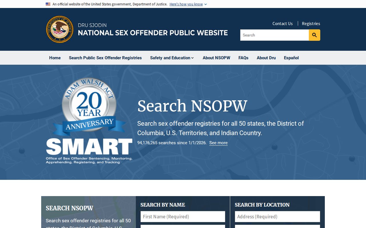 New Kent County sex offender search through the national NSOPW registry