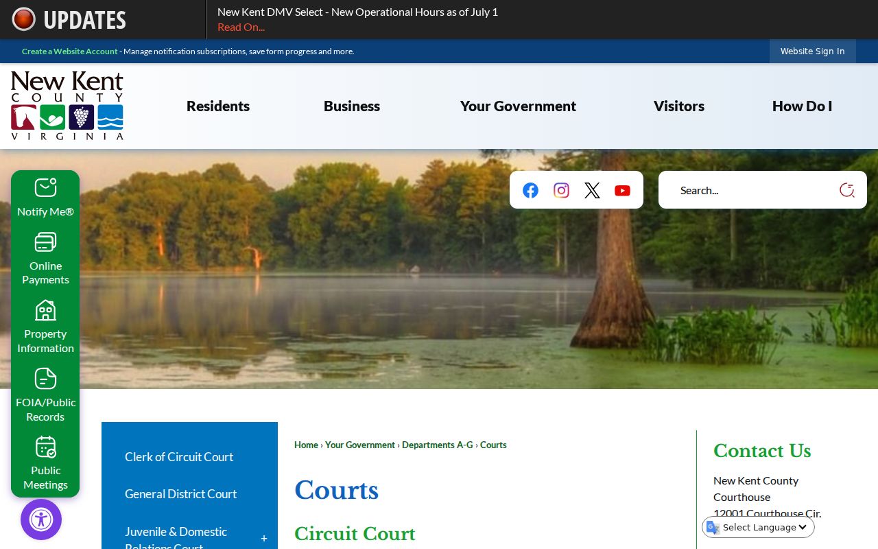 New Kent County criminal record court and public access page